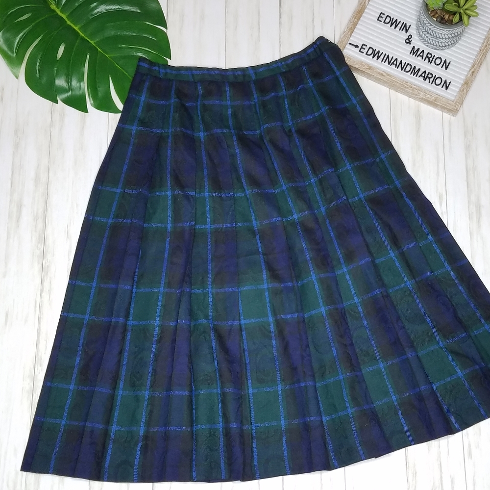 Vintage Pendleton Plaid A-line Pleated Skirt